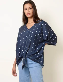 Polka Dot Knot Front Top