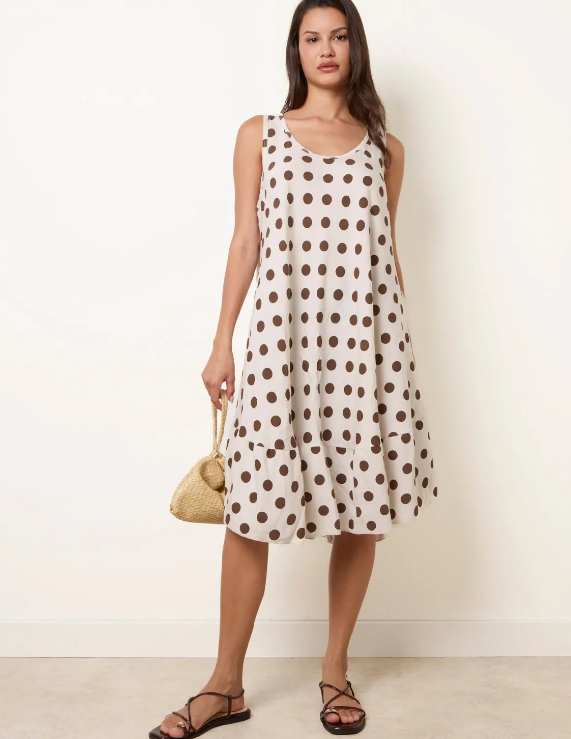 Polka Dot Linen Like Dress