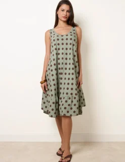 Polka Dot Linen Like Dress