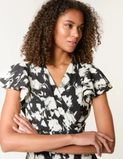 Printed Frill Sleeve Mini Dress