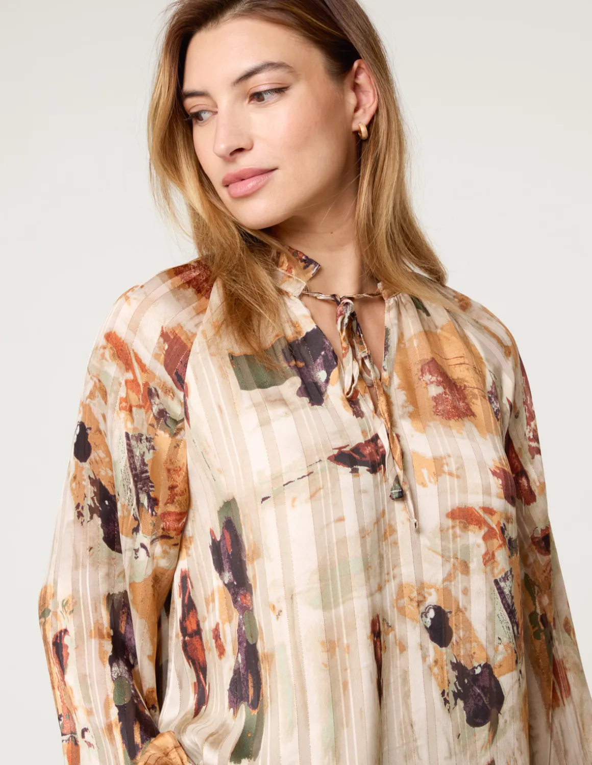 Printed Tie Neck Blouse