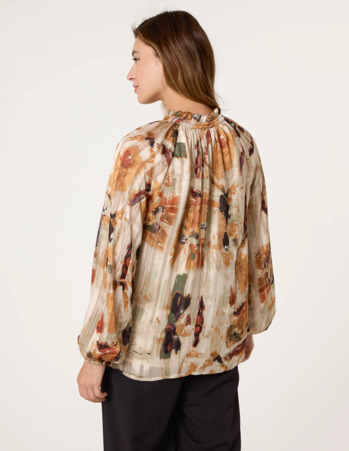 Printed Tie Neck Blouse
