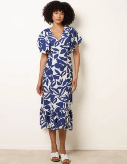 Printed V Neck Dress
