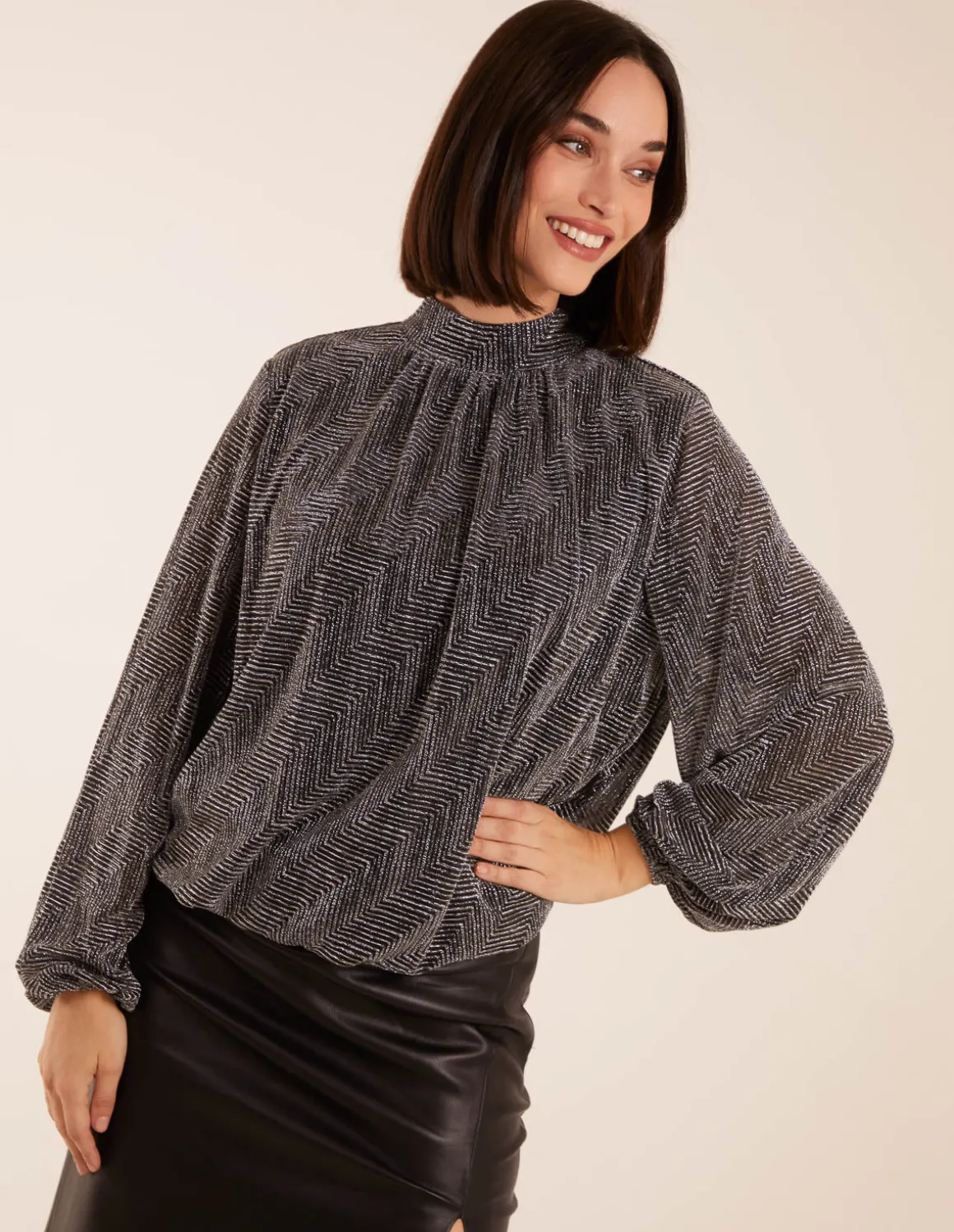 Puffball High Neck Top