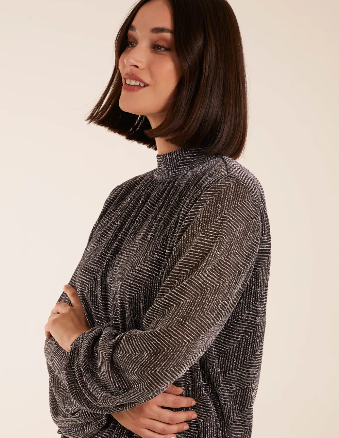 Puffball High Neck Top