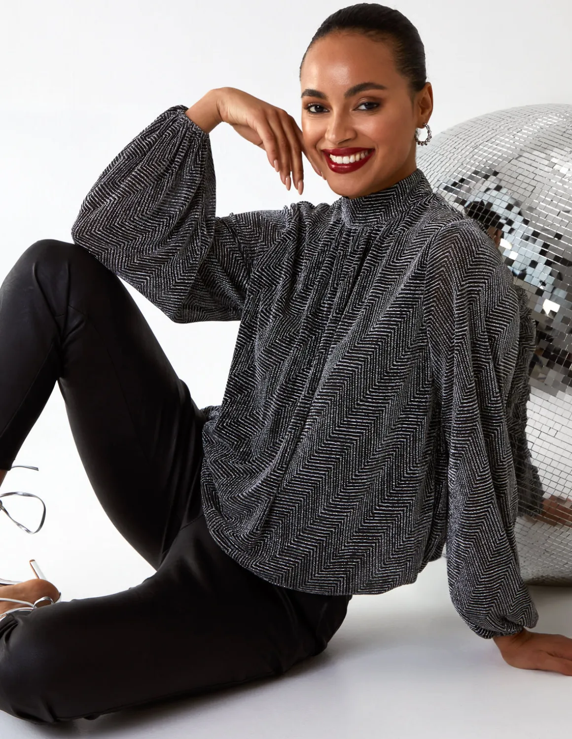 Puffball High Neck Top