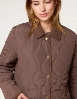 Quilted Cord Collar Coat