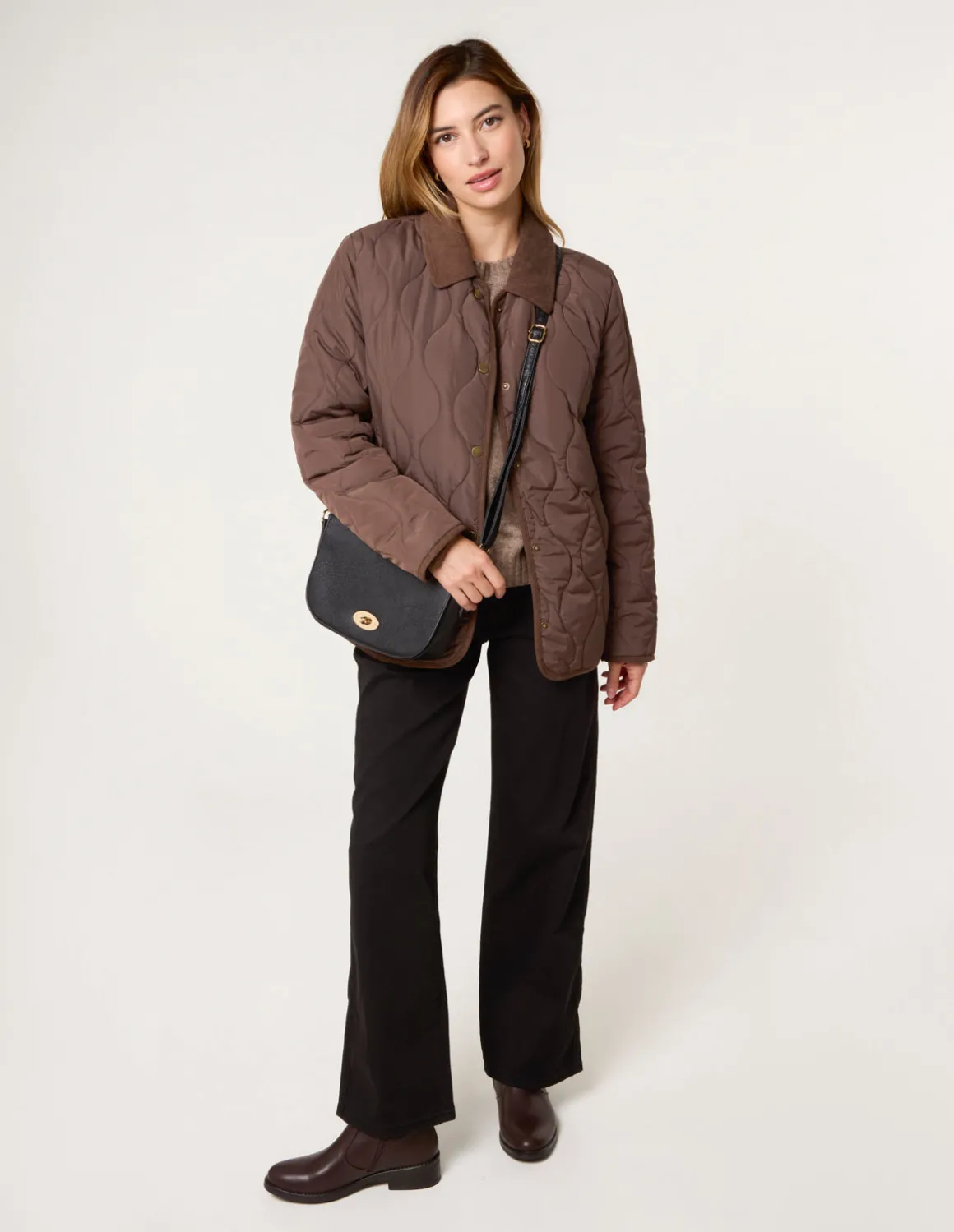 Quilted Cord Collar Coat