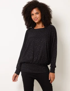 Rhinestone Batwing Top