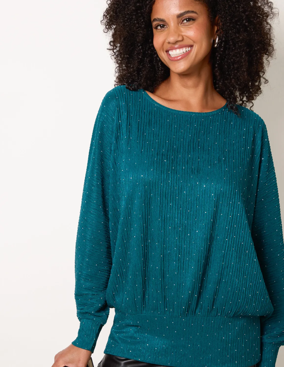 Rhinestone Batwing Top