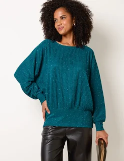 Rhinestone Batwing Top