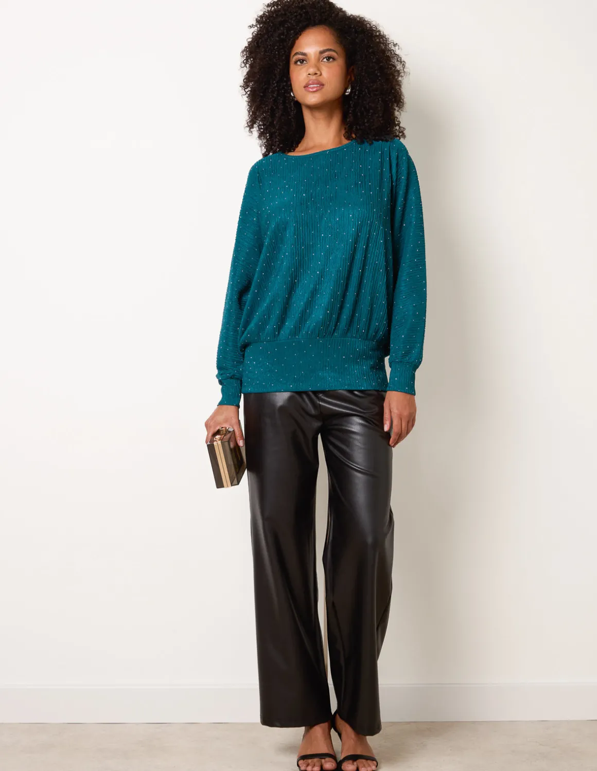 Rhinestone Batwing Top