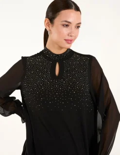 Rhinestone High Neck Top