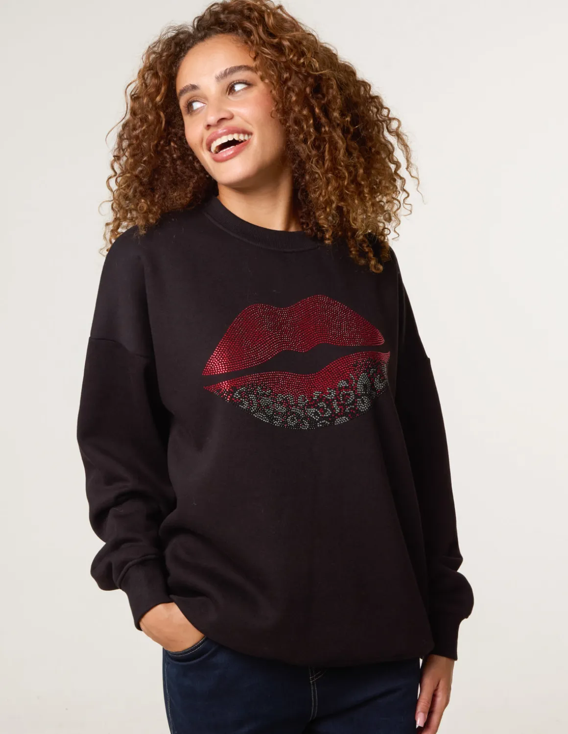 Rhinestone Lips Sweatshirt