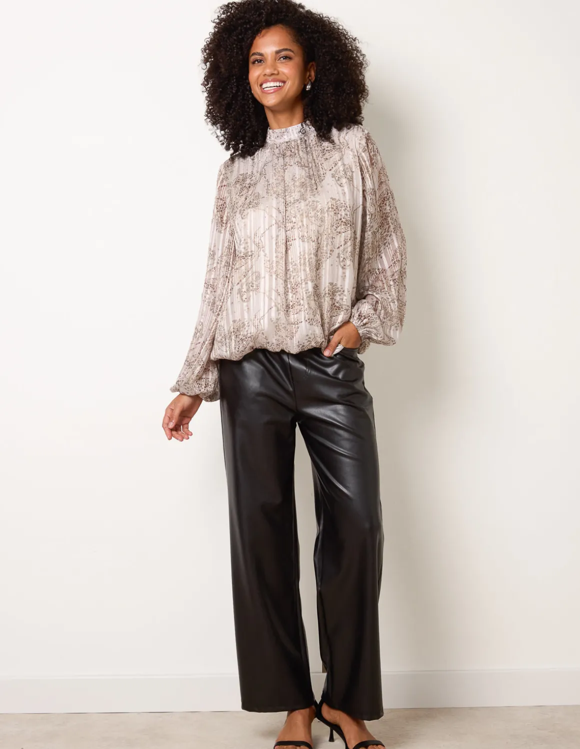 Rhinestone Snake Puff Ball Blouse