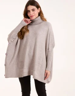 Roll Neck Button Mini Pocket Jumper