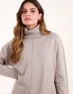 Roll Neck Jumper With Front Seam Detail