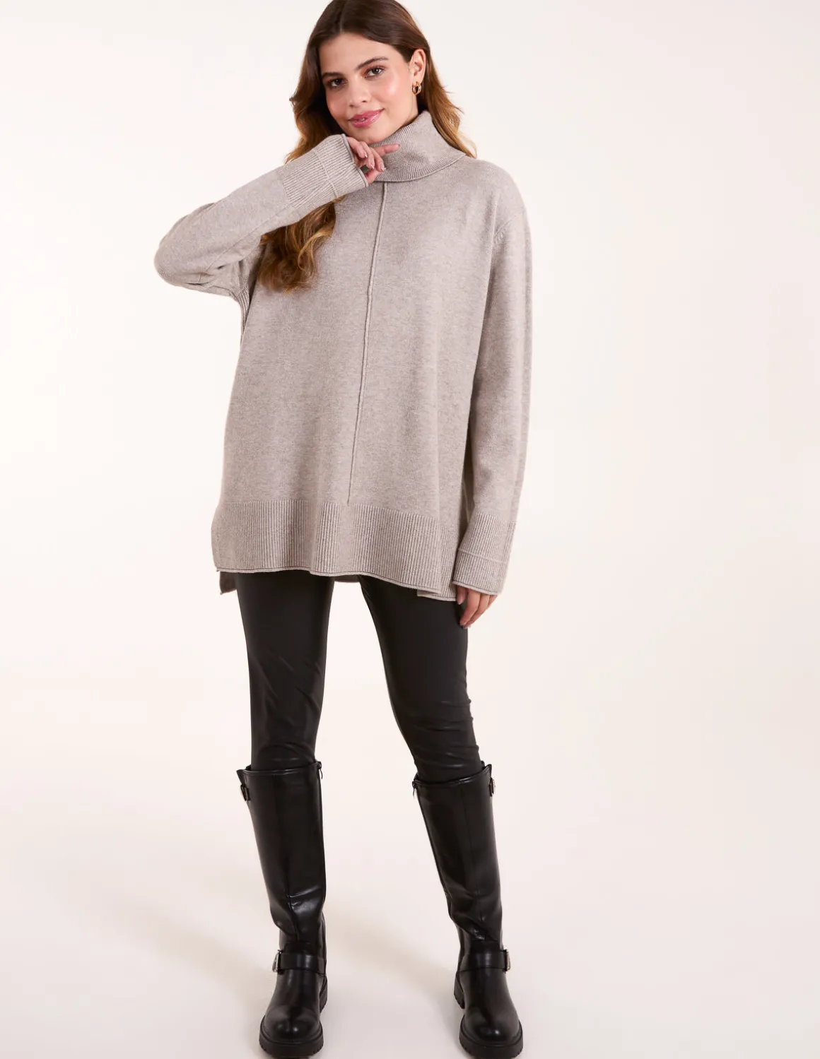 Roll Neck Jumper With Front Seam Detail