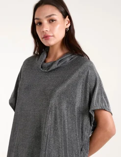 Roll Neck Oversize Metallic Top