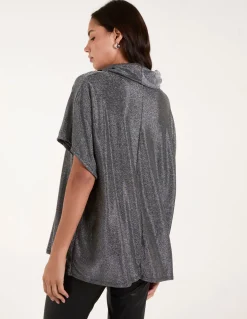 Roll Neck Oversize Metallic Top