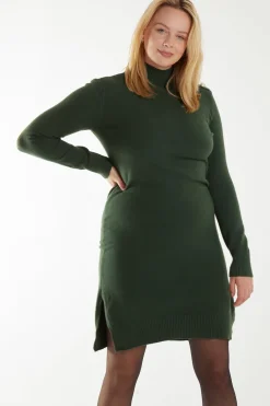 Roll Neck Ribbed Jumper Dresss
