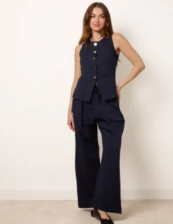 Round Neck Button Through Vest & Trouser Set