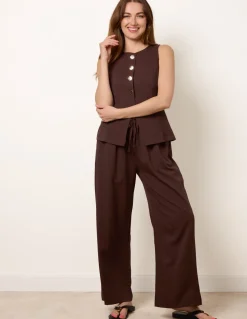 Round Neck Button Through Vest & Trouser Set