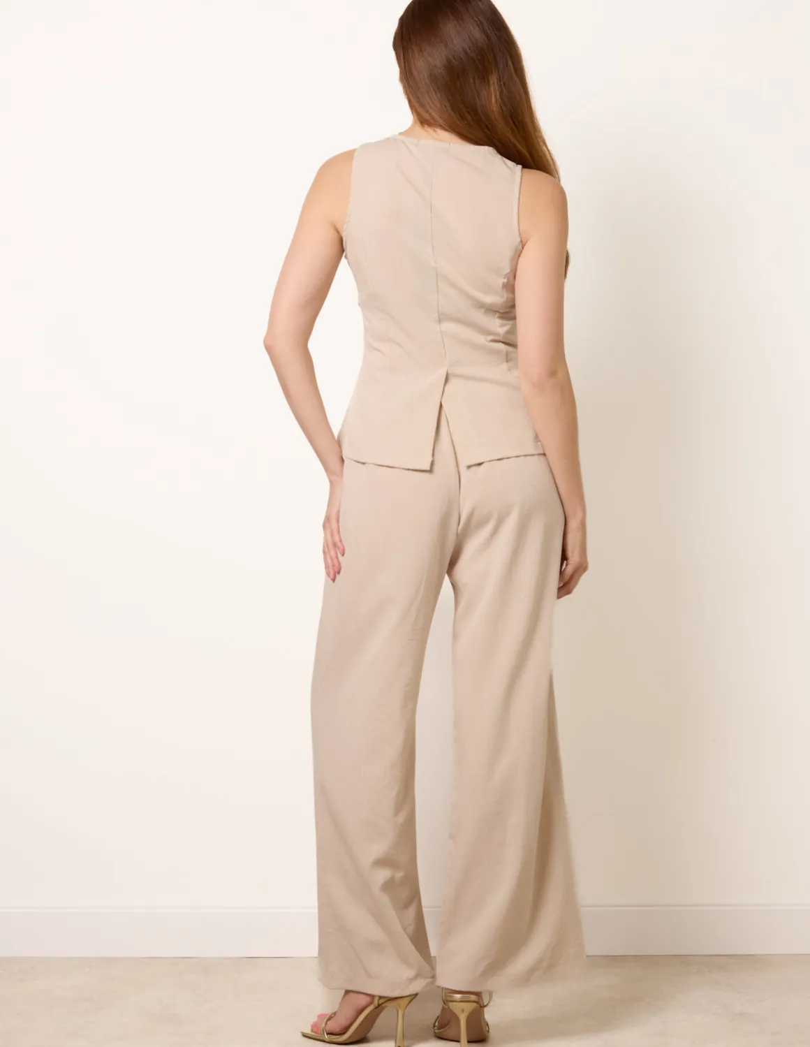 Round Neck Button Through Vest & Trouser Set