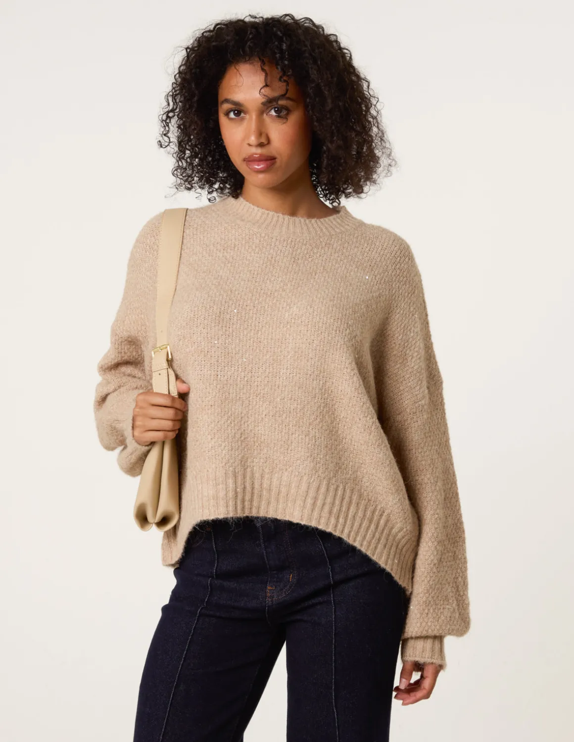 Round Neck Sequin Detailed Jumper