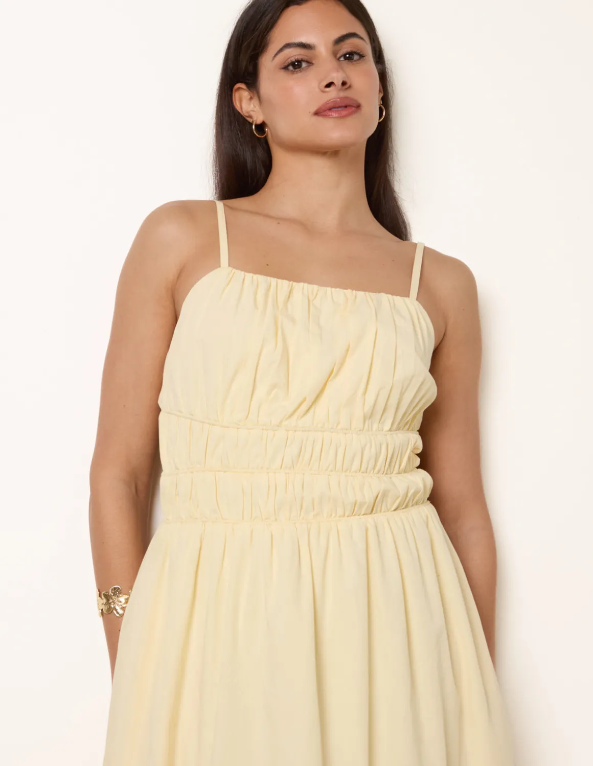 Ruched Binding Strappy Midi Dress