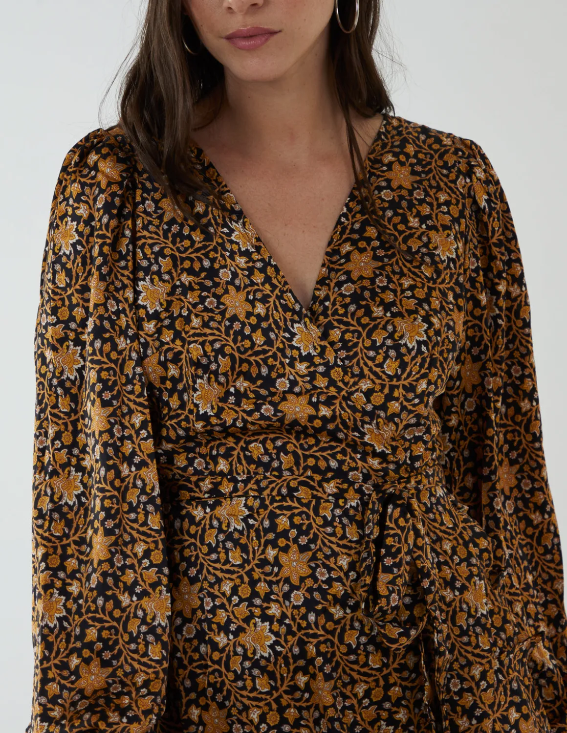 Ruffle Fixed Wrap Tie Dress