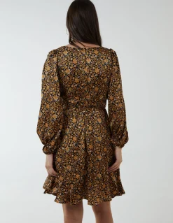 Ruffle Fixed Wrap Tie Dress