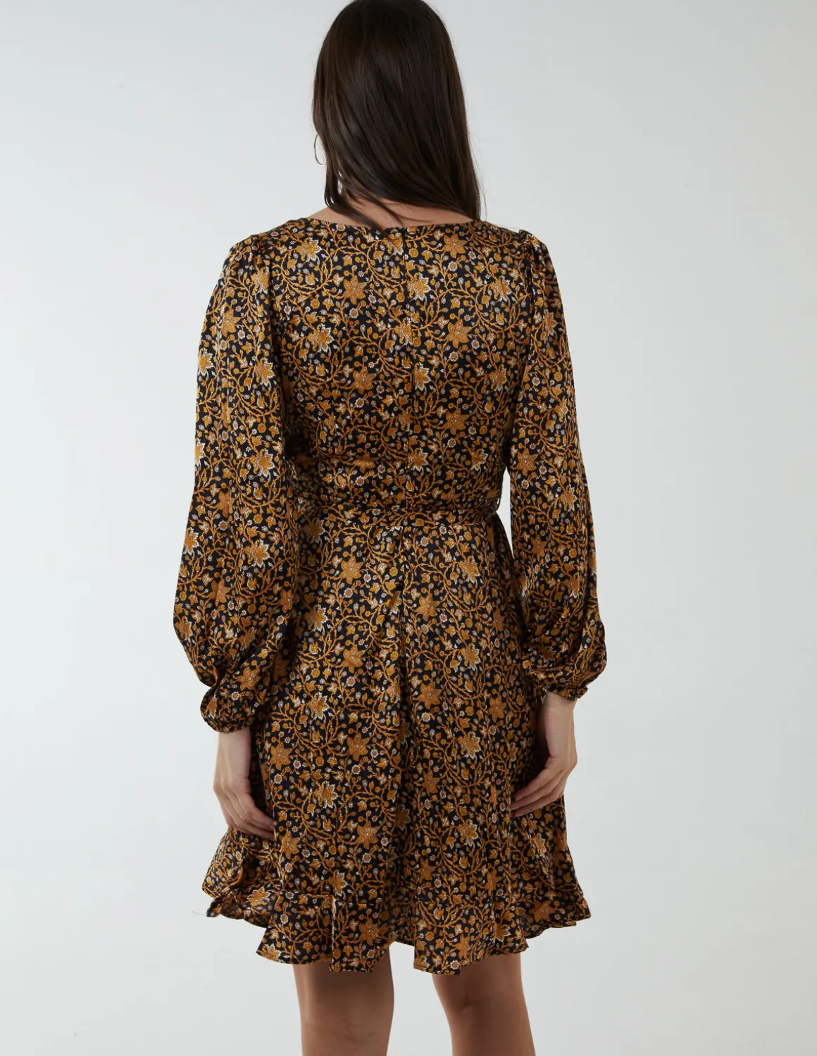 Ruffle Fixed Wrap Tie Dress