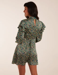 Ruffle Sleeve High Neck Swing Dress