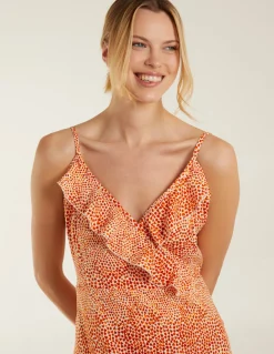 Ruffle Wrap Front Cami Mini Dress