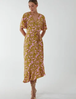 Ruffle Wrap Midi Dress
