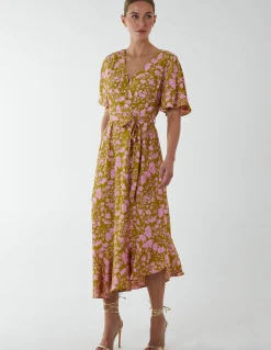 Ruffle Wrap Midi Dress