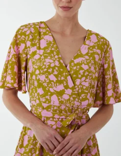 Ruffle Wrap Midi Dress