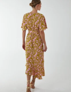 Ruffle Wrap Midi Dress