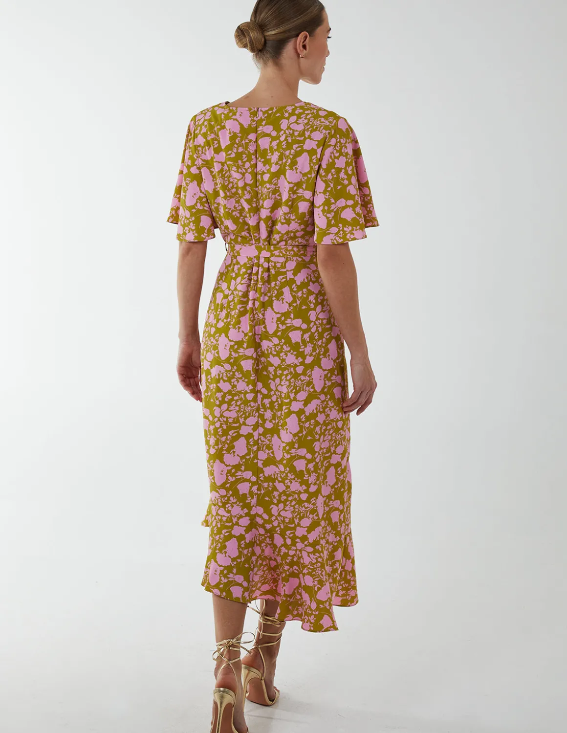 Ruffle Wrap Midi Dress
