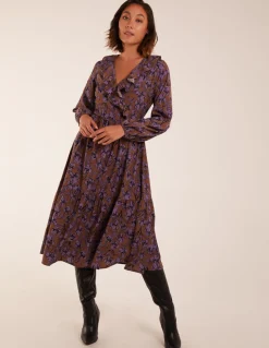 Ruffle Wrap Midi Dress