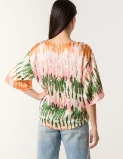Satin Tie Front Blouse