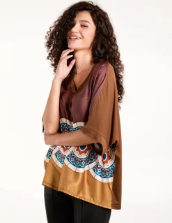 Satin Viscose Back Print Top