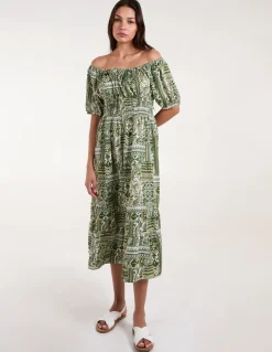 Scoop Neck Paisley Midi Dress