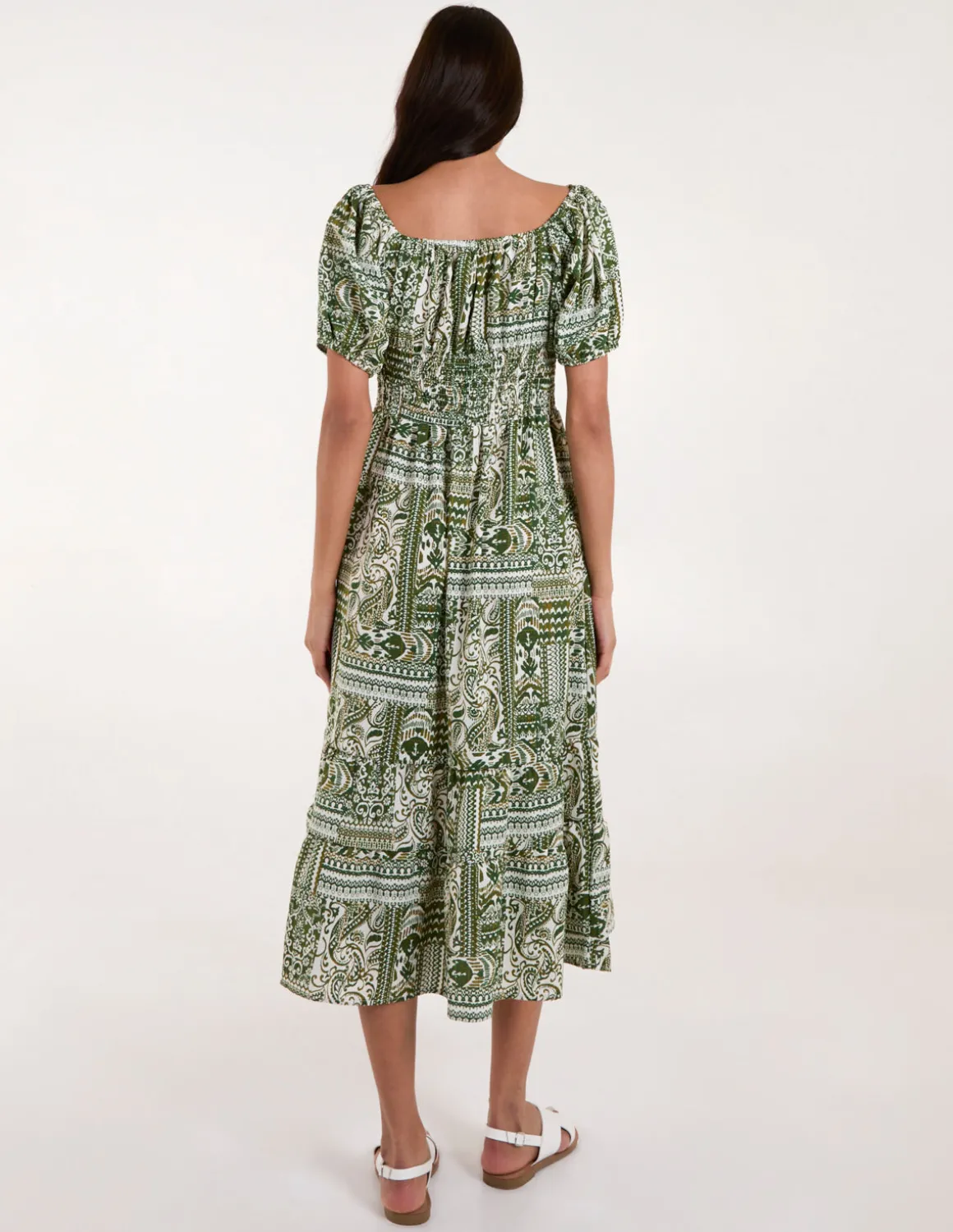 Scoop Neck Paisley Midi Dress
