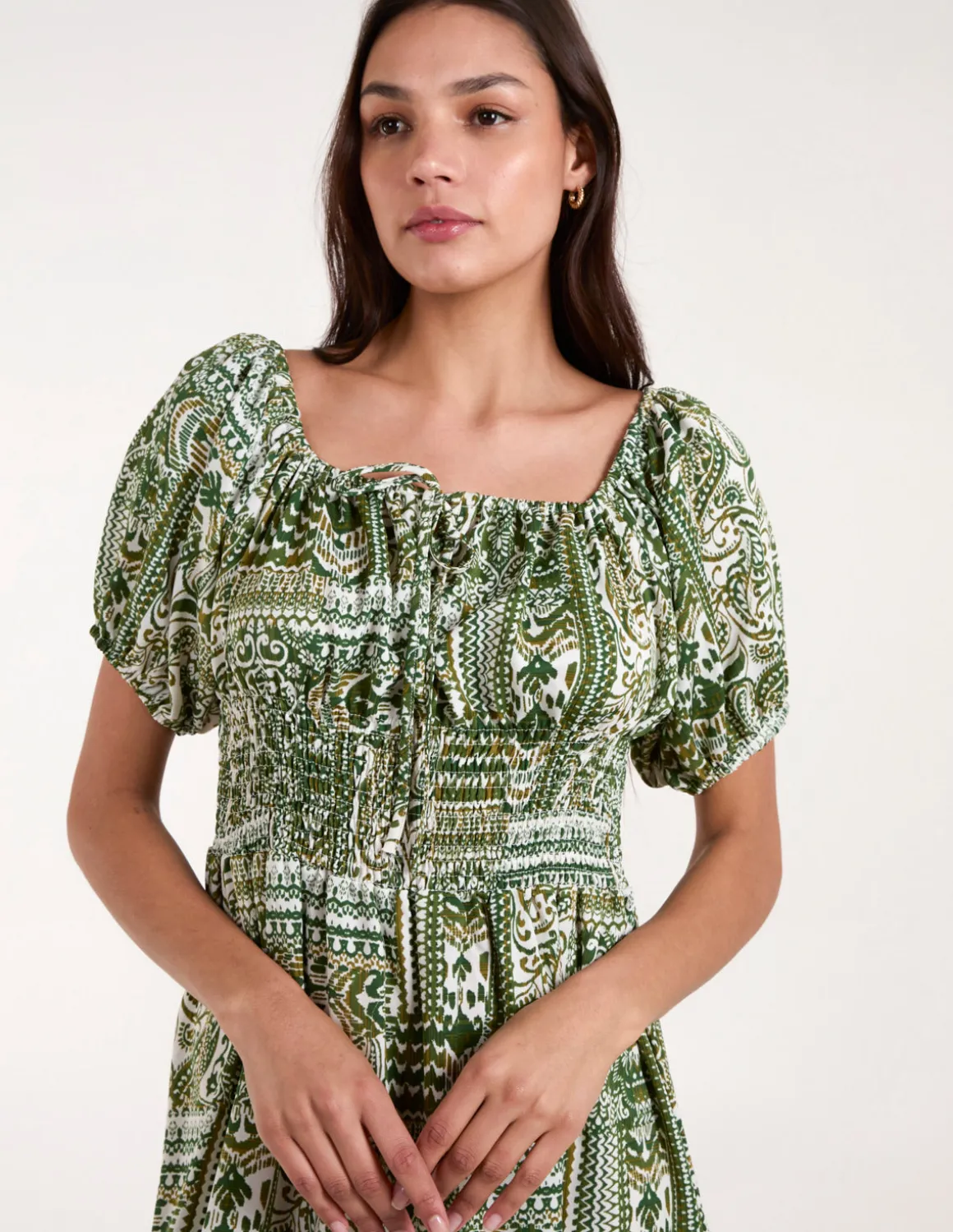 Scoop Neck Paisley Midi Dress