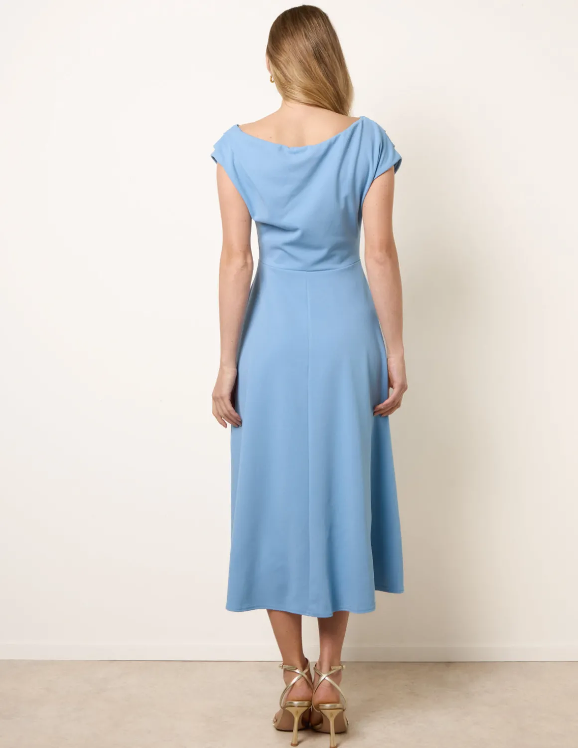 Scuba Crepe Off-Shoulder Skater Dress