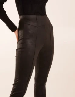 Seam Detail PU Leather Look Leggings