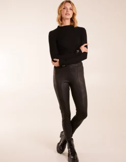 Seam Detail PU Leather Look Leggings
