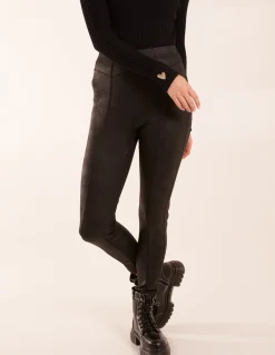Seam Detail PU Leather Look Leggings